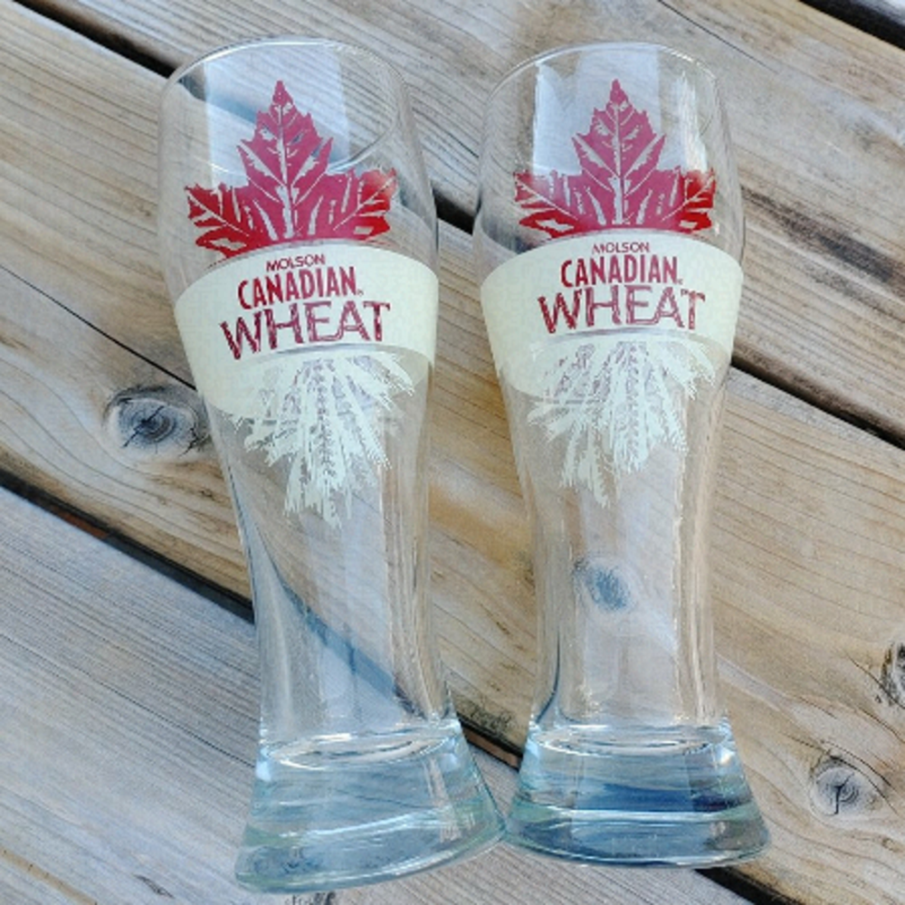 Attractive Molson Canadian Wheat Glasses PAIR Beer Glasses